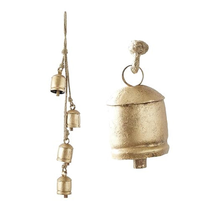 Deco 79 Campanas Decorativas de Metal rústico, 4 x 3 x 29 Pulgadas, Dorado