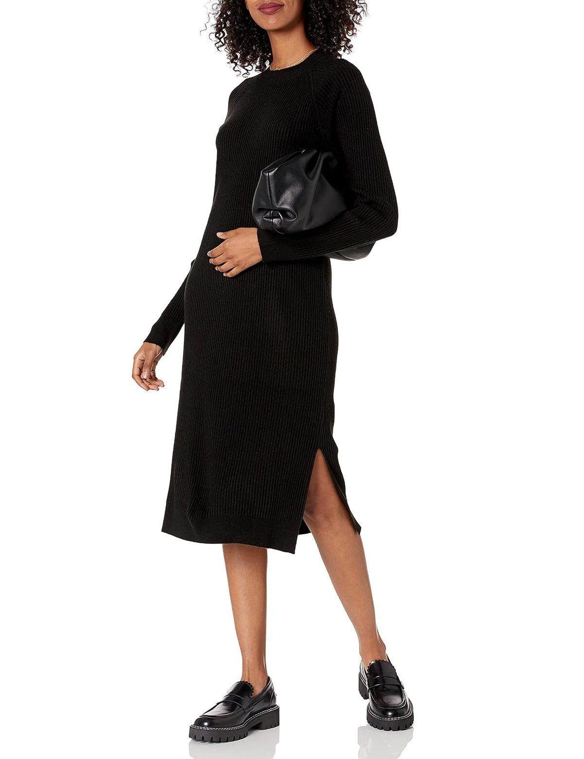 The Drop Renata Vestido Midi Acanalado Slounge Para Mujer, Negro, 3X, Talla Grande