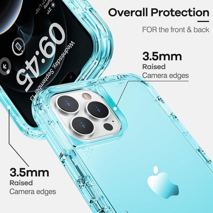 ORIbox - Funda para iPhone 13/12 Pro MAX, protección contra caídas de Grado Militar de 10 pies, Transparente, Resistente, a Prueba de Golpes, anticaídas, 6.7 Pulgadas, 3 en 1, Azul Vidrio