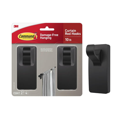 Command Gancho para Barra de Cortina Negro Mate 10 Libras