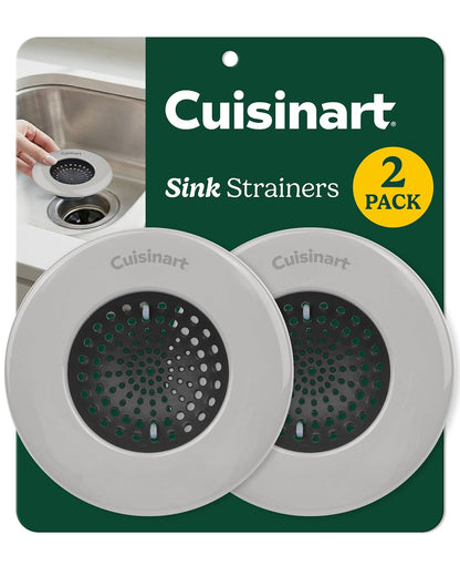 Cuisinart - Coladores de fregadero - Paquete de 2 coladores de drenaje para fregadero de cocina y colector de alimentos con borde de acero inoxidable recubierto de esmalte y base de silicona, se