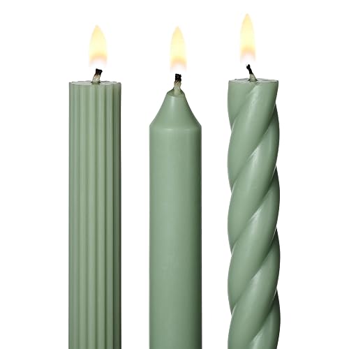 Illume Juego De 3 Tapones De Vela Surtidos Sin Perfume | Verde Salvia, 3 pzs, conicas, mezcla de soja, quema hasta 8 horas