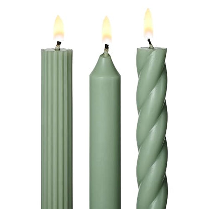 Illume Juego De 3 Tapones De Vela Surtidos Sin Perfume | Verde Salvia, 3 pzs, conicas, mezcla de soja, quema hasta 8 horas