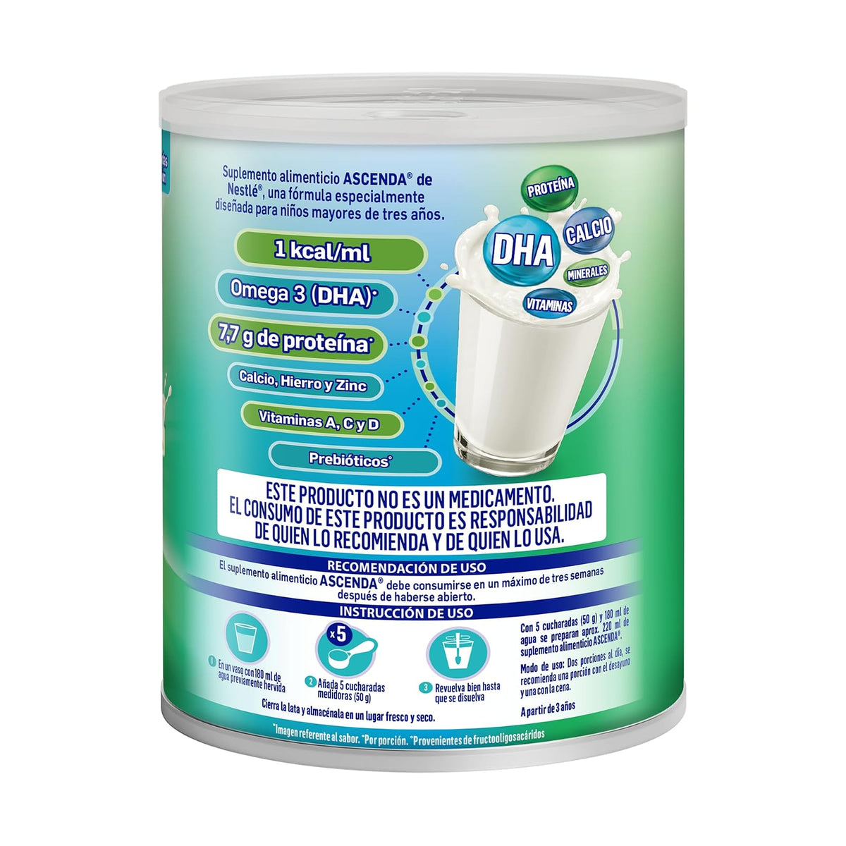 ASCENDA Suplemento Alimenticio Sabor Vainilla Lata de 900g
