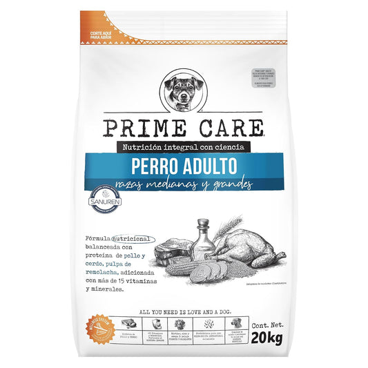 Prime Care Alimento para Perros Adultos Razas Medianas y Grandes 20 kg