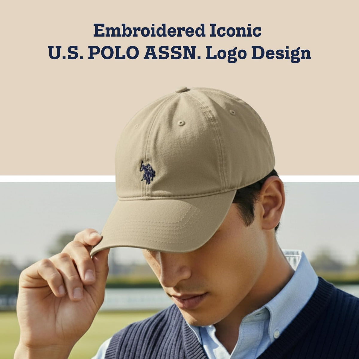 U.S. Polo Assn. Gorro de béisbol pequeño con Logotipo de Pony, 100% algodón, Gorra Ajustable