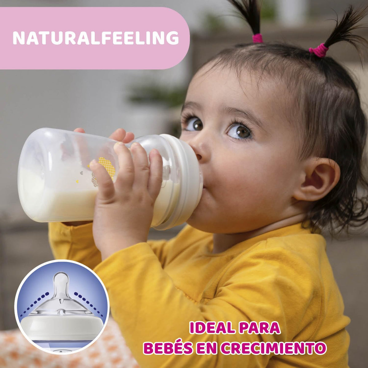 CHICCO, Biberón Natural Feeling, Color Blanco, 330 ml