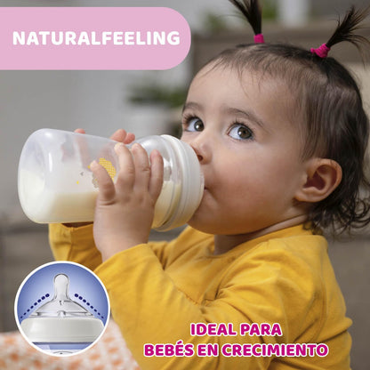 CHICCO, Biberón Natural Feeling, Color Blanco, 330 ml