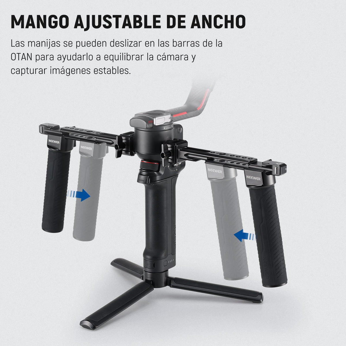 NEEWER Doble Mango Compatible con dji RS5 RS4 RS4 Pro RS3 RS3 Pro RS2 RSC2 Ronin S SC Gimbal, Kit Doble Mango con 2 Mini Rieles NATO, Abrazaderas NATO Liberación Rápida, Roscas de 1/4" y 3/8", GA006