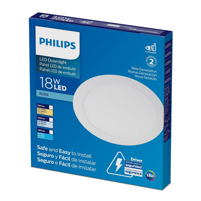 Philips LED Empotrado DL252 Redondo 8 Pulgadas Luz Neutra 18W, Iluminación Potente, Diseño Moderno, Instalación en Techo, Ideal para Espacios Residenciales y Comerciales