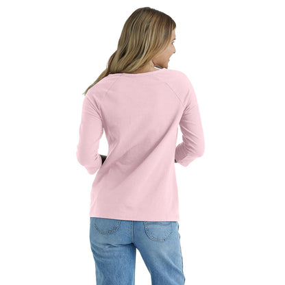 Hanes Playera con Manga a 3/4 Mujer - Tela elástica, Cuello Redondo