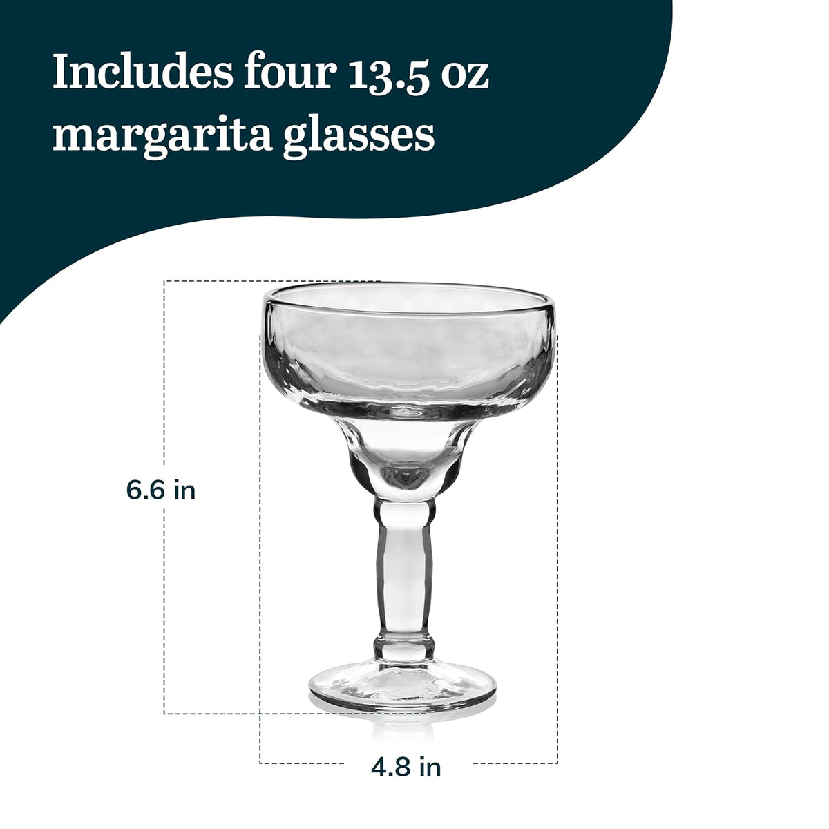 Libbey Juego de 4 Copas de Vidrio Margarita de 399 ml