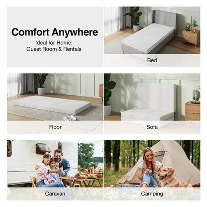 Novilla - Colchón Plegable de Espuma de tamaño Completo con Funda de diseño de Nube, colchón Plegable de 4 Pulgadas para aliviar el Dolor de Espalda, Adecuado para Camping, Viajes en Caravana