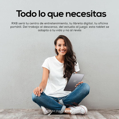 Lanix Ilium Pad RX8 V6 Tablet 8" IPS 800x1280, Rockchip RK3562 Quad Core 2GHz, 4GB RAM, 64GB, Android 14, Cámara 5MP+2MP, Batería 4000mAh, WiFi 802.11 b/g/n, Bluetooth 4.0, USB-C, Negro
