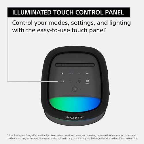 Bocina inalámbrica portátil Sony XV500, hasta 25 Horas de batería | Batería de 20 horas con carga rápida, resistente a salpicaduras IPX4, luces ambientales, panel táctil iluminado, mango cómodo