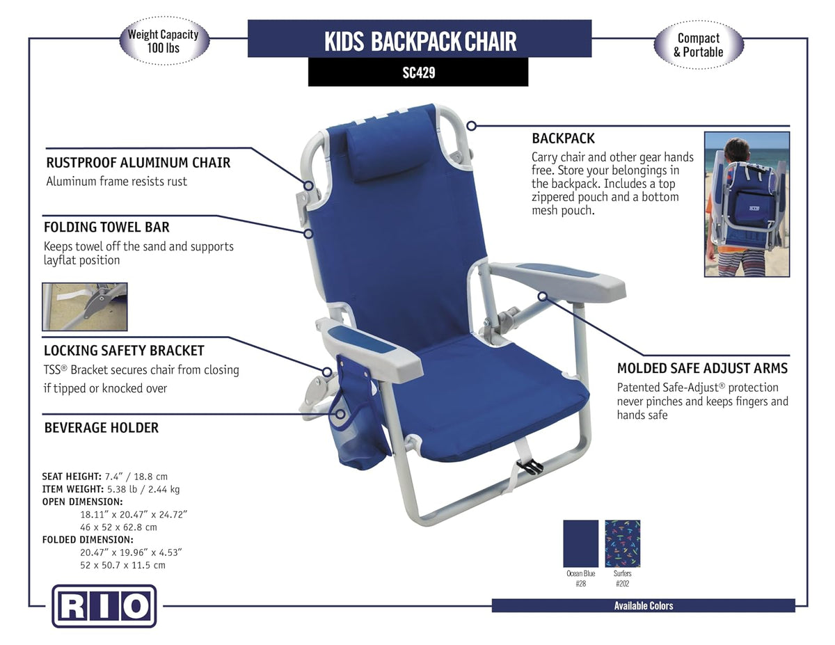 Rio Beach - Mochila Plegable de 5 Posiciones para niños