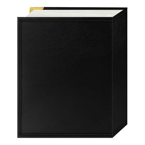 Pioneer Photo Albums E4-100/BK - Álbum de Fotos de Piel sintético Cosido de 100 Bolsillos con Detalles de Esquina de latón, 4 x 6 Pulgadas