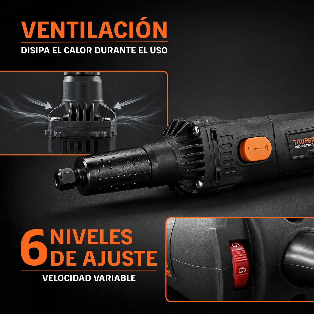Truper ESRE-1/4N, Esmeril recto (rectificador) 1/4" 600 W industrial