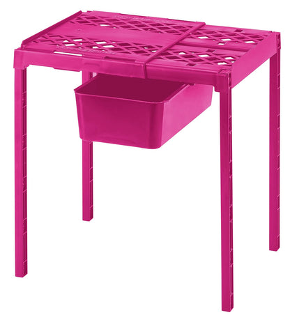 LockerMate - Estante y Organizador de clóset Ajustable para Adaptarse a tu casillero, Incluye cajón de Almacenamiento, Color Rosa