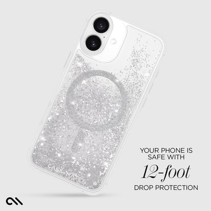 Case-Mate - Funda para iPhone 16 Plus [Compatible con MagSafe] - Funda para teléfono con Purpurina líquida Brillante con protección contra caídas de 12 pies, Cubierta magnética Premium para iPhone 16
