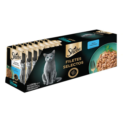 Sheba - Alimento Húmedo para Gato Adulto, Sabor Filetes De Atún Marinado 85g c/u. Paquete de 24 Unidades, SIn Colorantes ni Sabores Artificiales