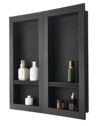 VEVOR Nicho de ducha, 40,6 x 81,2 cm + 40,6 x 81,2 cm, nicho de pared empotrado con estante móvil, organizador moderno de 10,16 cm de grosor para jabón y champú, esquinas cuadradas