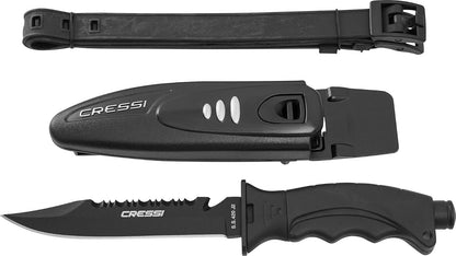 Cressi Borg, Cuchillo de Hoja Larga para Buceo y Pesca submarina - Punta Puntiaguda y Roma