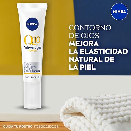 NIVEA Crema Reafirmante para el Contorno de Ojos Q10 (15 ml) - Tratamiento Antiarrugas, Estimula la Generación de Colágeno y Reduce las Líneas de Expresión - Ideal para Todo Tipo de Piel