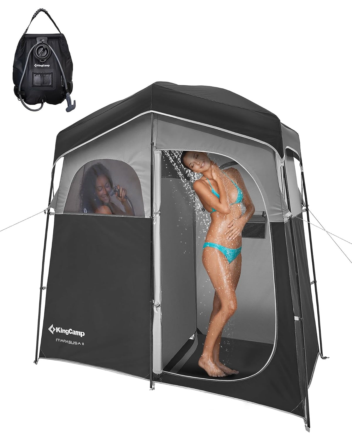 KingCamp Tienda de campaña de Ducha de Gran tamaño al Aire Libre para Camping, vestidor, Refugio portátil, Cambiador, Ducha, Refugio de privacidad, Tienda de campaña de Ducha Individual/Doble