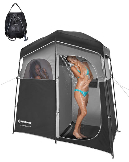 KingCamp Tienda de campaña de Ducha de Gran tamaño al Aire Libre para Camping, vestidor, Refugio portátil, Cambiador, Ducha, Refugio de privacidad, Tienda de campaña de Ducha Individual/Doble