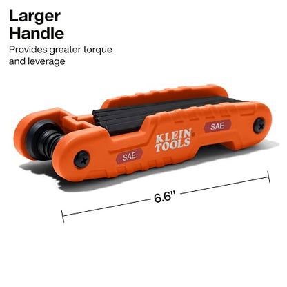 Klein Tools 70550 Juego de llaves hexagonales plegables profesionales, 11 llaves, medidas SAE extralargas