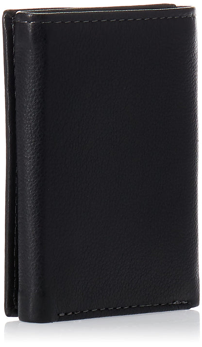 Timberland portafolios triple de piel para hombre con ventana de identificación, Negro, Talla única