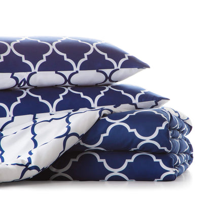 Linenspa Edredón Acolchado de Plumón Alternativo - Estilo de Cuadrifolio Reversible - Edredón Suave, Hipoalergénico y Reversible - Color Azul Marino