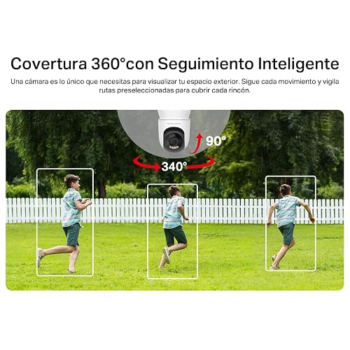 MERCUSYS MC510 Cámara de Seguridad WiFi Exterior - Resolución 2K - Cobertura 360° - Visión Nocturna a Color - Detección de Movimiento - Alarma de Luz y Sonido - 512GB - App Protección IP65