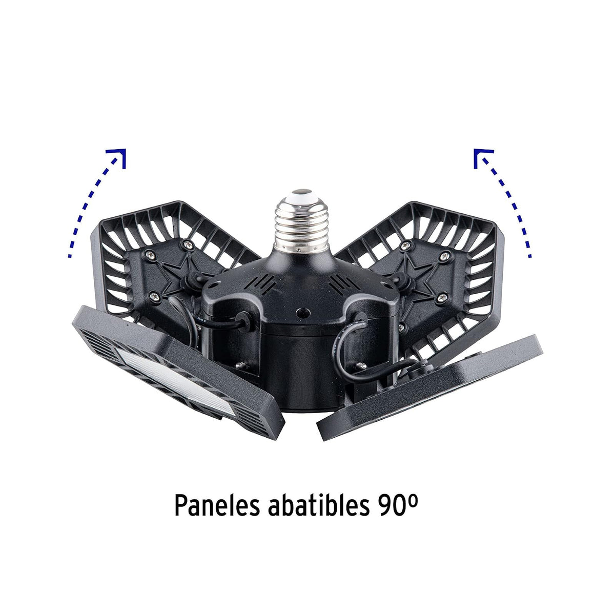 Volteck ABA-701L, Luminario LED 100 W, aluminio con 4 paneles abatibles, luz blanca fría 6500K, color negro