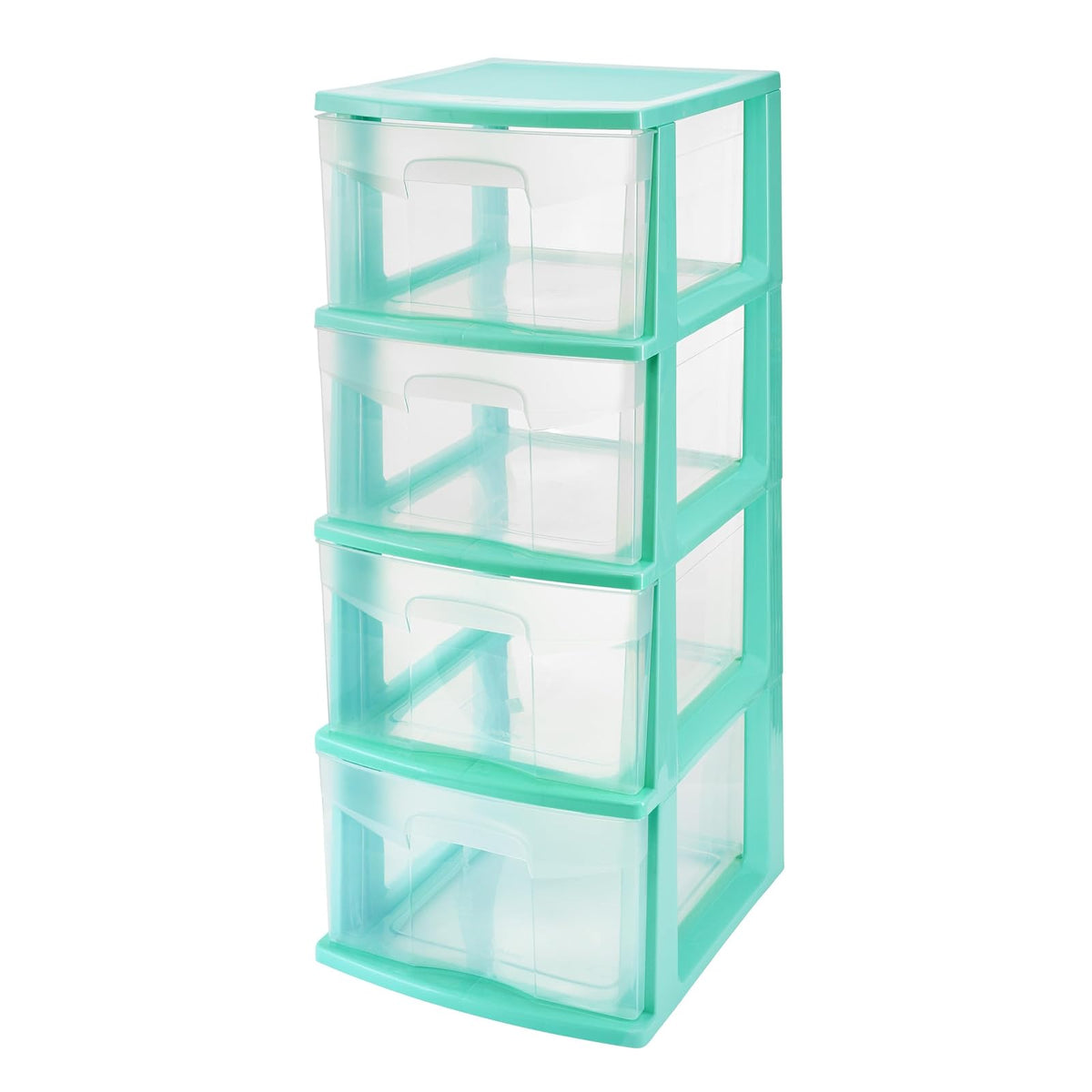 Italhome Cajonera ONYX 4 de Plástico Aqua con 4 Cajones Transparentes, Organizador Multiusos Desarmable para Recámara, Oficina o Cocina