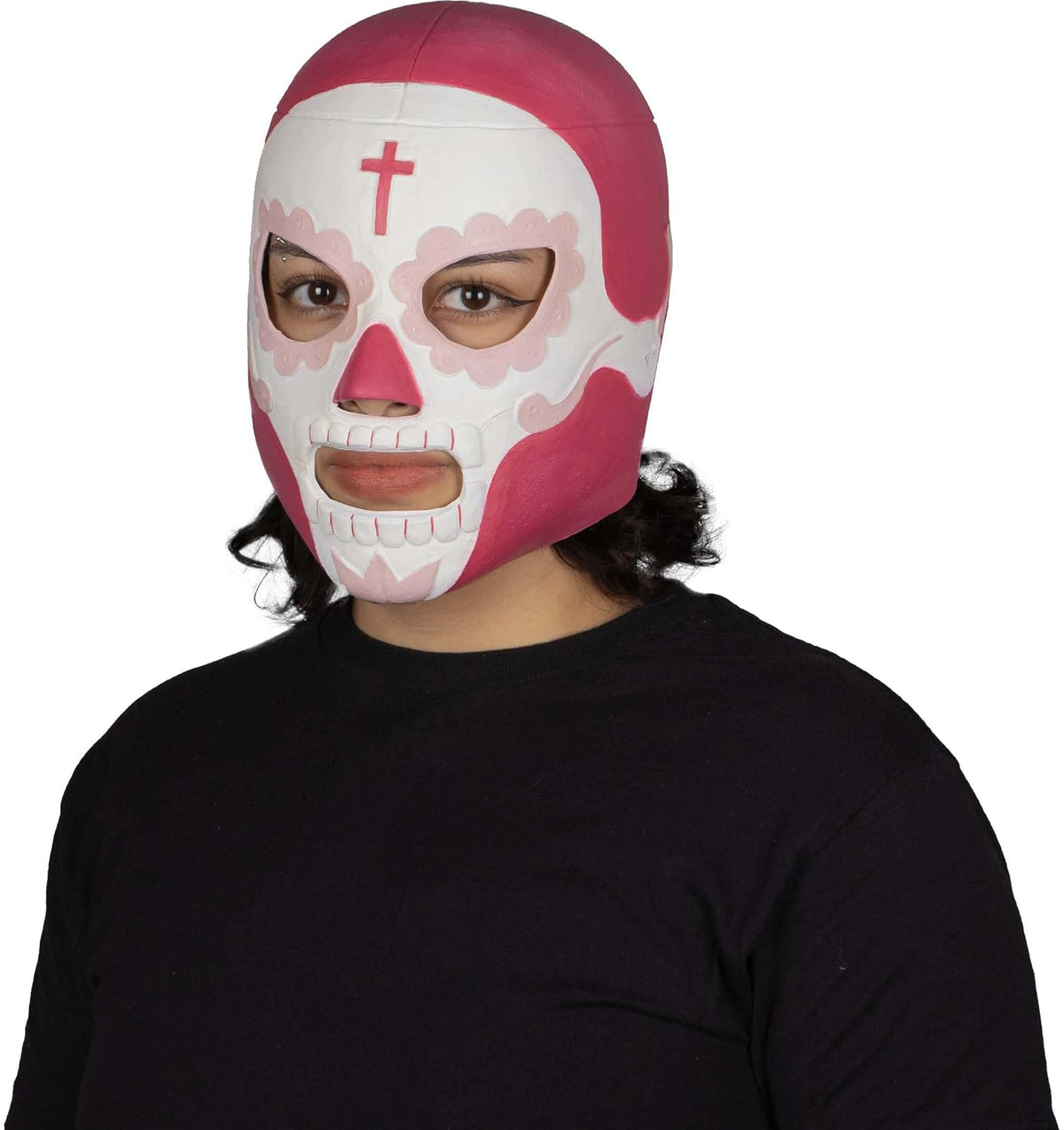 REV Máscara De Luchador Mexicano Rey Mictlán Para Adulto, Diseño Calavera Rosa Enmascarado De Lucha Libre, Ideal Para Halloween, Eventos Deportivos, Cosplay, Porras Y Partidos