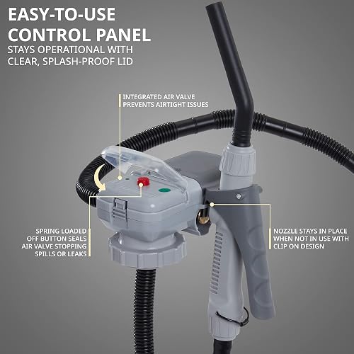 Deway Bomba de transferencia automática de combustible con boquilla para control de flujo y parada, se adapta a latas de gas de todos los tamaños, manguera extralarga, para gasolina, combustible