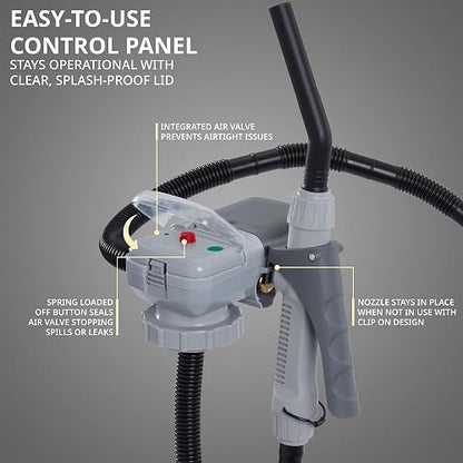 Deway Bomba de transferencia automática de combustible con boquilla para control de flujo y parada, se adapta a latas de gas de todos los tamaños, manguera extralarga, para gasolina, combustible