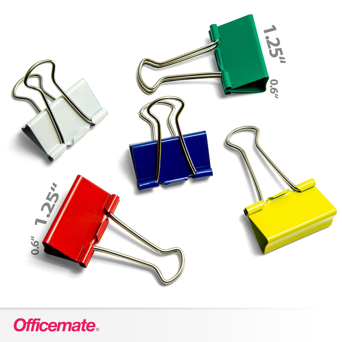 Officemate 31029 Binder Clips, Medium, Pack of 24, Assorted Colors