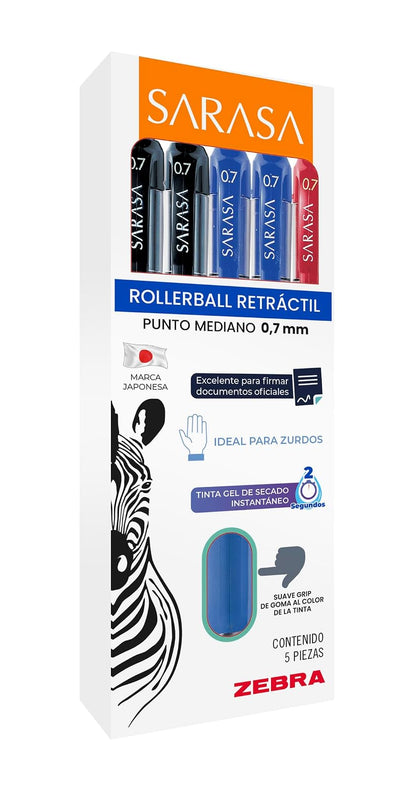 Zebra Estuche 5 Piezas Boligrafo Sarasa Tinta Gel Colores Surtidos