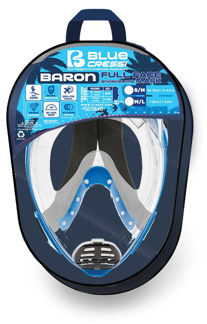 Cressi - Máscara de Snorkel para Adultos, Amplia visión Clara, Sistema antivaho, fácil respiración: Seguridad Primero, Baron: diseñado en Italia: Calidad Desde 1946