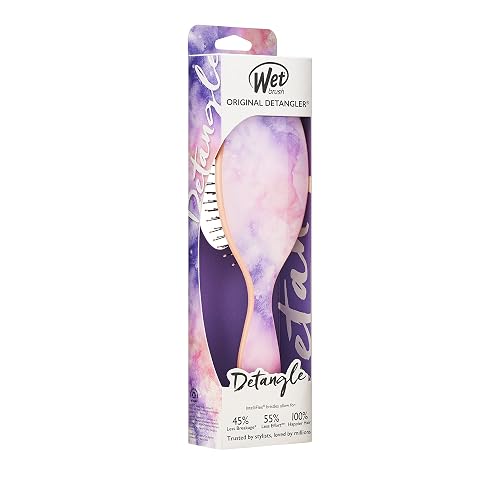 Wet Brush, El Original Detangler, Cepillo Desenredante, Minimiza Dolor y Daños, Desenreda Todo Tipo de Cabello, Cerdas IntelliFlex, Cepilla Fácil y Adiós Nudos, Diseño de Acuarela de Colores