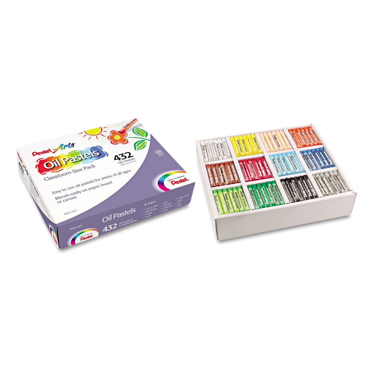 Pentel Pasteles al Óleo con Estuche, Colores Surtidos - 432 Unidad (Paquete de 1)