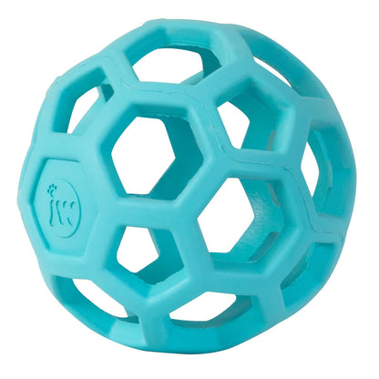 JW Pet HOL-EE Roller™, Bola de Rompecabezas de Juguete para Perro, Hule Natural, Grande (5.5 Pulgadas de diámetro), Azul