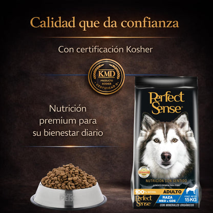 Perfect Sense Alimento Premium para Perro Adulto Raza Mediana y Grande MLB 15 kg - 100% Natural con Omega 3, Prebióticos y Antioxidantes - Alta Digestibilidad