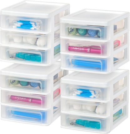 IRIS USA Organizador de Escritorio 3 Cajones Blanco - Paquete de 4