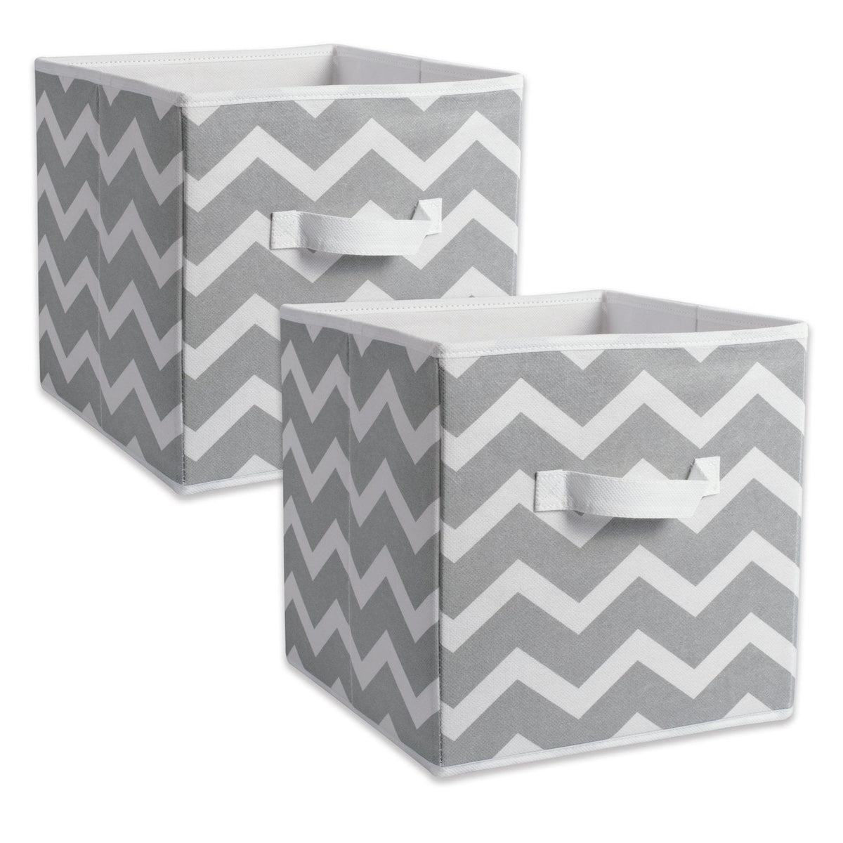 DII Home Essentials de Tela Plegables Recipientes, Chevron Agua - Juego de 2 - Small Set, 11x11x11" - Gris