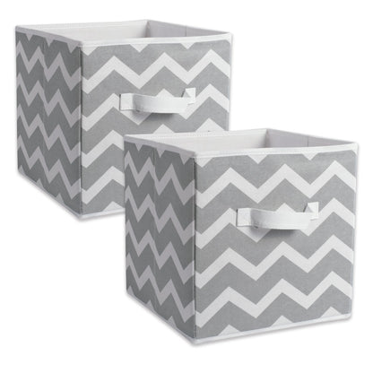 DII Home Essentials de Tela Plegables Recipientes, Chevron Agua - Juego de 2 - Small Set, 11x11x11" - Gris