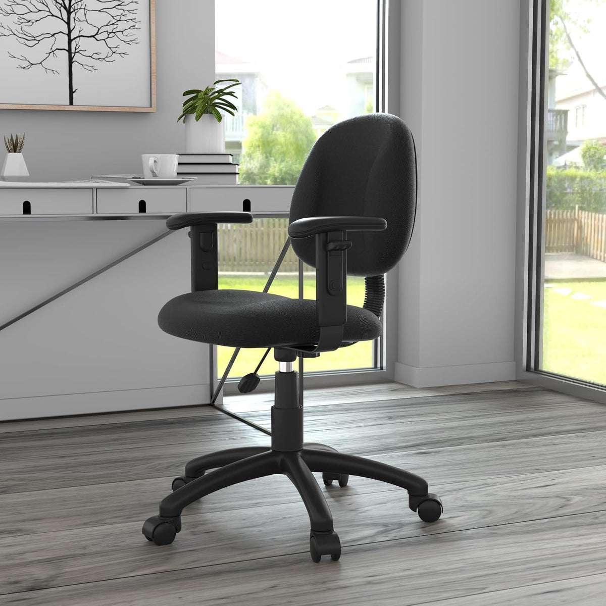Boss B316-BK Fabric Deluxe Posture Task Chair with Arms, Black